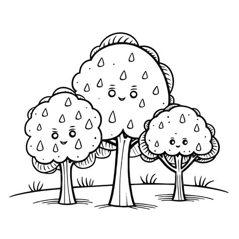 Colorable Printable Three Trees