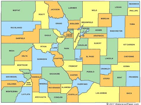 Colorado Map Showing Counties