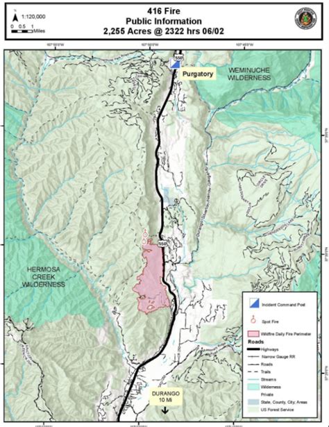 Colorado 416 Fire Map Update Durango Fire Grows 40 Percent