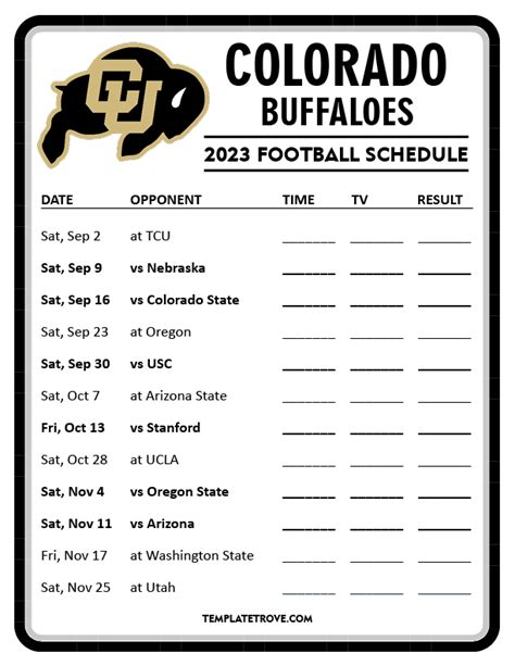 colorado buffaloes football schedule 2009