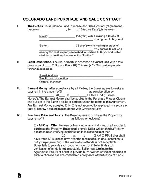 colorado land contract sample