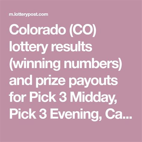 colorado lottery winning numbers pick 3