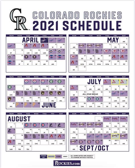 colorado rockies baseball schedule july
