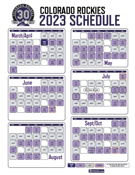 colorado rockies game schedule