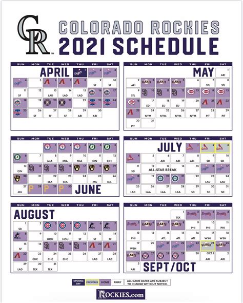 colorado rockies game schedule 2021