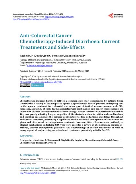 colorectal cancer chemotherapy side effects