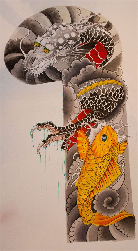 Colored Japanese Dragon Tattoo