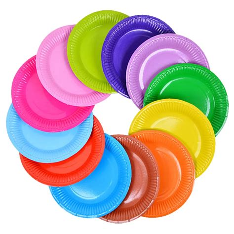 colored paper plates and napkins