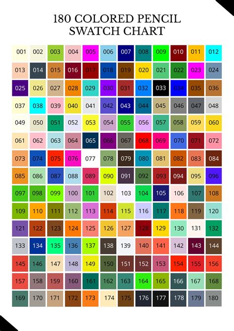 Colored Pencil Color Chart Template