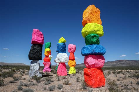 colored stacked rocks outside vegas