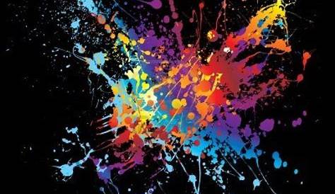 Colored Paint Splash On Black Background Stock Image - Image of paint