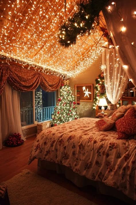 Colorful Christmas Lights In Bedroom