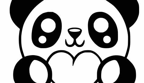 Coloriage panda kawaii avec coeurs - JeColorie.com