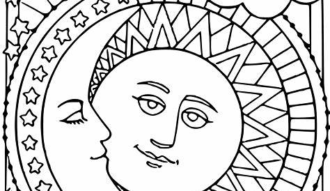 Coloriage lune et soleil à imprimer