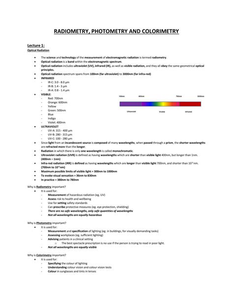 Colorimetry Notes