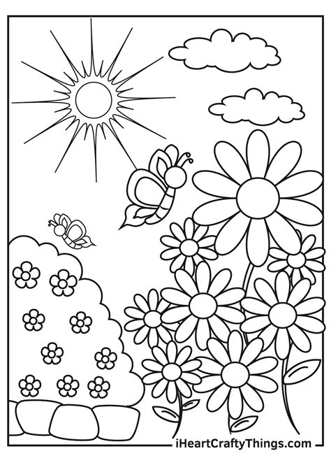 Spring landscape coloring pages to download and print for free