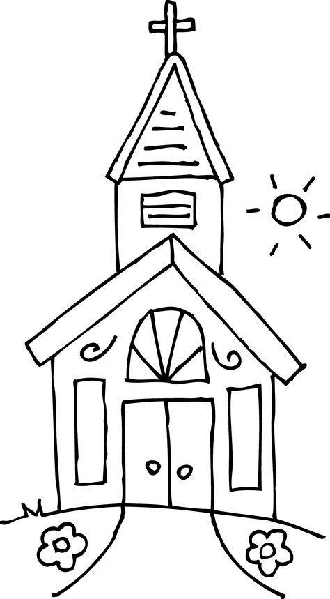 Little Church Line Art Free Clip Art