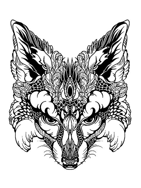 coloring pages fox head
