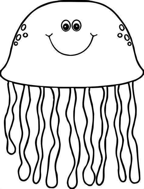 Jellyfish Cartoon Tail Cute Cartoon Coloring Page