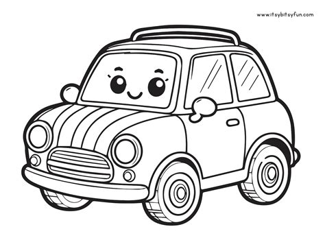 Various styles of coloring page cars featuring classic, modern, and cartoon designs.
