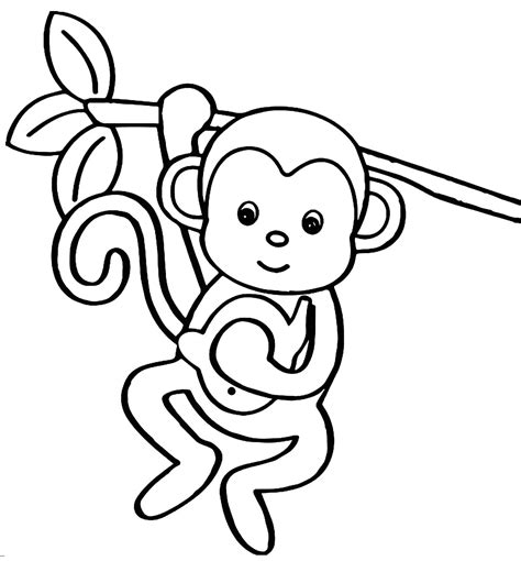 coloring page for monkey printable template