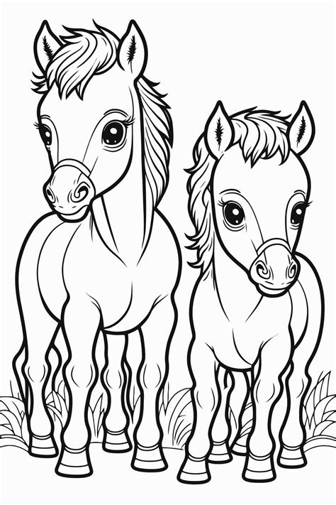 coloring page horses printable template
