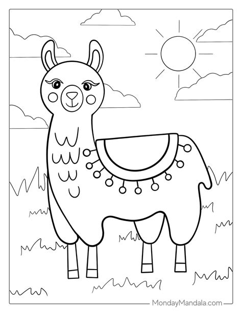 coloring page llama printable template