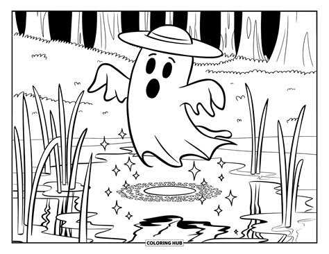 Coloring Page Of A Shadowy Ghost