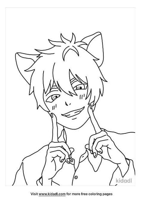 Coloring Page Of Cat Boy