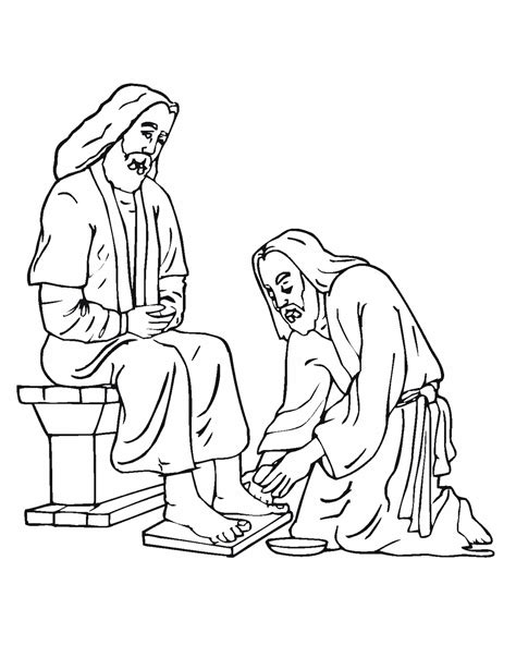 coloring page of mary washing jesus feet