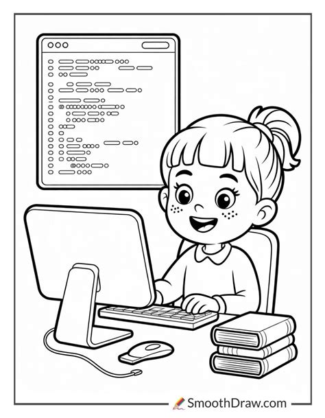 Coloring Page Of Someone Coding