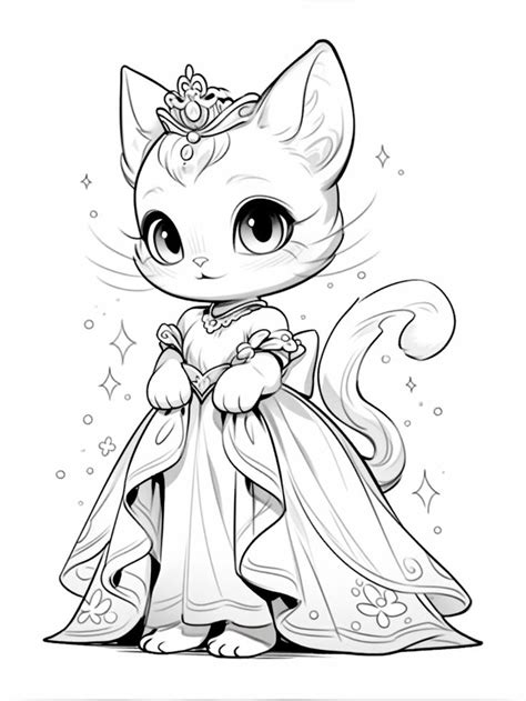 Coloring Page Queen Cat