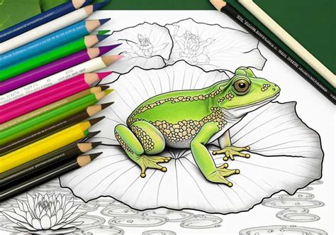 Coloring Page Realisitc Frog