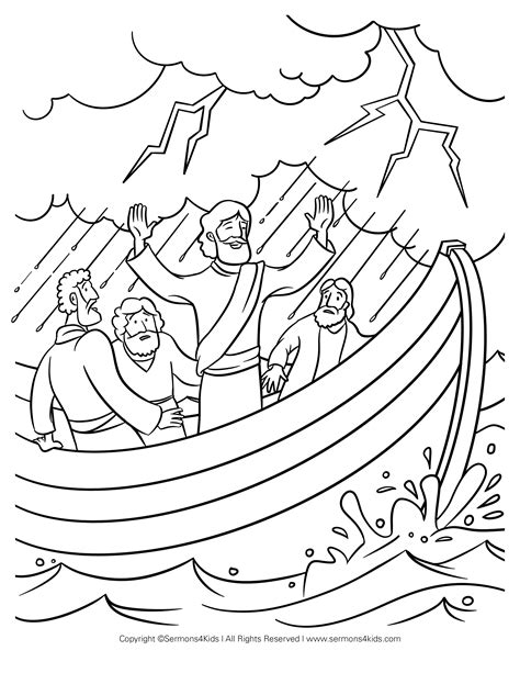 coloring pages for jesus calming the storm