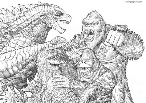 coloring pages godzilla vs king kong