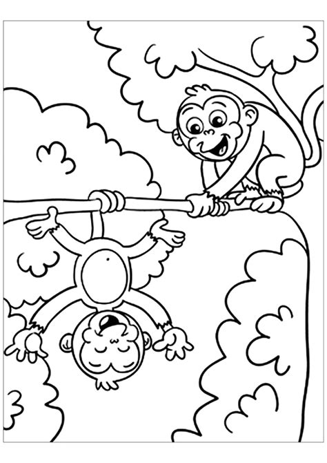 coloring pages monkeys printable template
