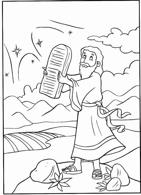 coloring pages moses and ten commandments