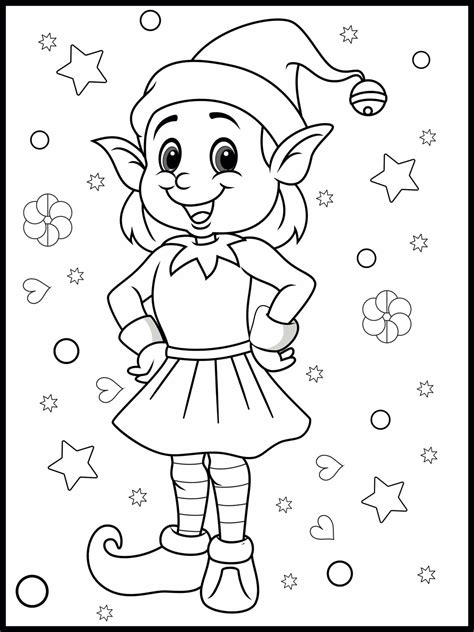 coloring pages printable christmas elves