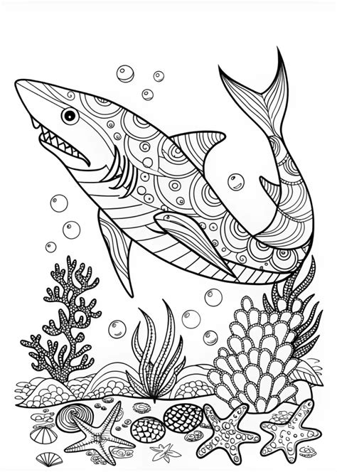 Coloring Pages Sharks Colored