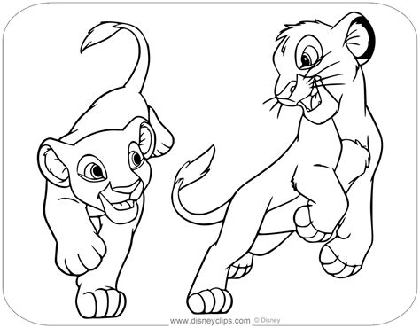 coloring picture of simba and nala