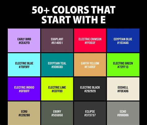 Colors Beginning With E Printable