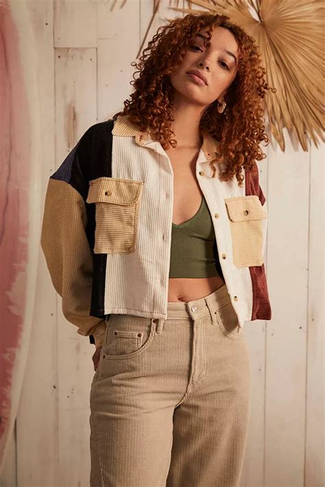 Colour Block Corduroy Jacket