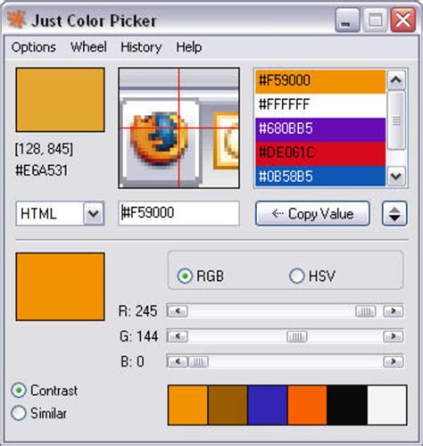 colour code picker from website