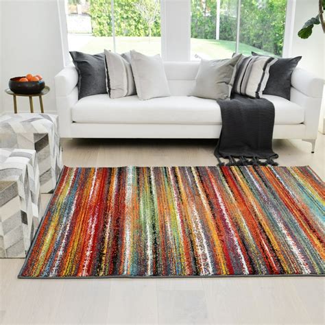 Colourful patterned rug in living room
