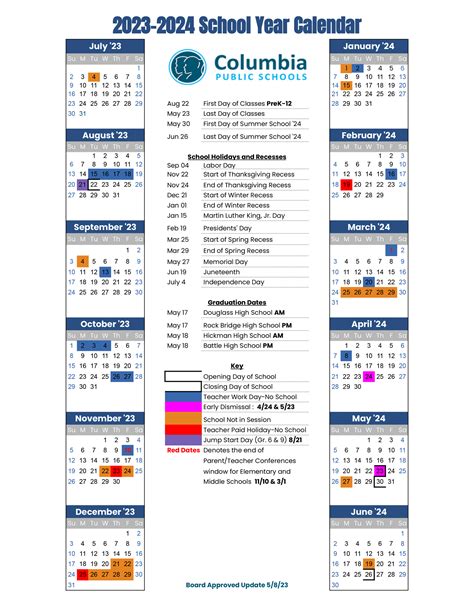 Columbia Academy Calendar 2024-25