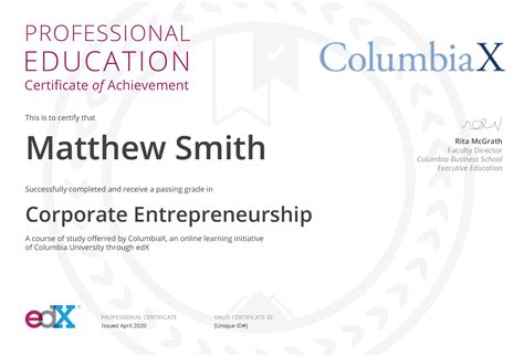 columbia executive education certificate