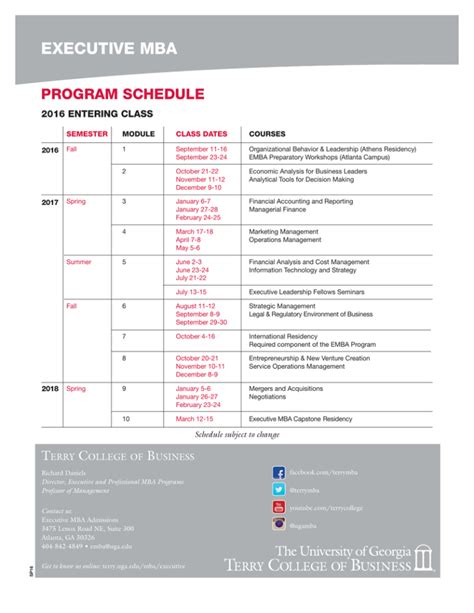 columbia executive mba program schedule