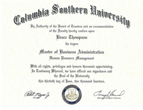 columbia southern university masters degree