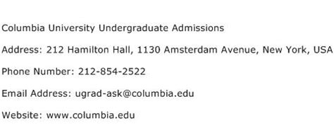 columbia university admissions phone number