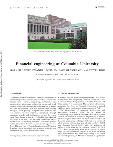 columbia university financial mathematics